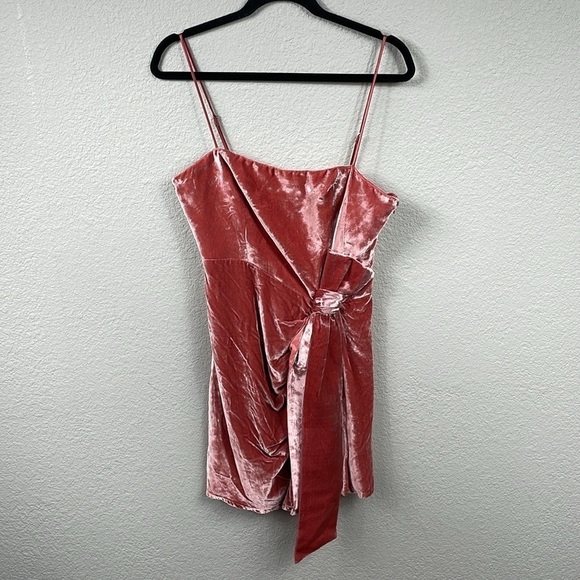 NWT Cinq a Sept Kiki Mini Dress Sash Front Bow Velvet Rosewood Sz 8 - Picture 5 of 14